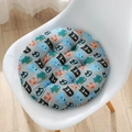 Round gray chair cushion with colorful cartoon cat print on white chair in home setting - Cat Gray (round) / 30x30 (anti-slip Cotton And Linen) 4-needle Kindergarten Use