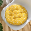 Yellow round chair cushion with geometric pattern and tufted design for office or dining chairs - 30x30cm / Geometric Yellow (Round)
