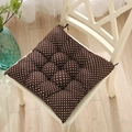 Square dark coffee seat cushion with white polka dots and nine-hole quilting detail - Coffee Dots (square) / 30x30 (anti-slip Cotton And Linen) 4-needle Kindergarten Use