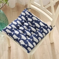 Square navy blue seat cushion with white whale print and ties for dining chairs - Blue Whale (square) / 30x30 (anti-slip Cotton And Linen) 4-needle Kindergarten Use