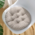 Comfortable round brown gingham chair cushion with nine-hole quilting on white chair - Grid (circle) / 30x30 (anti-slip Cotton And Linen) 4-needle Kindergarten Use