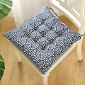 Navy blue Japanese wave pattern chair cushion with ties for dining or office chairs - Waves (square) / 30x30 (anti-slip Cotton And Linen) 4-needle Kindergarten Use