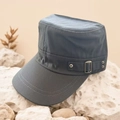 Berretto cadet in tela di cotone grigio scuro con rivetti e design a testa piatta - Grigio