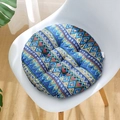 Round chair cushion featuring vibrant ethnic geometric patterns on a modern dining chair - Blue People (circle) / 30x30 (anti-slip Cotton And Linen) 4-needle Kindergarten Use