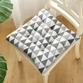 Square dining chair cushion with grey and white geometric triangles and securing ties - Geometric Gray (square) / 30x30 (anti-slip Cotton And Linen) 4-needle Kindergarten Use