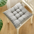 Gray and white plaid square chair cushion with non-slip ties and tufted design - Light-colored Checkered (square) / 30x30 (anti-slip Cotton And Linen) 4-needle Kindergarten Use