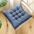 Navy blue polka dot square chair cushion with anti-slip ties and tufted design - Dark Gray Polka Dots (square) / 30x30 (anti-slip Cotton And Linen) 4-needle Kindergarten Use