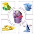 Pastel soft rubber beach toy set with purple bucket and yellow toy truck in mesh bag - 035a Beach Soft Rubber Cart Windmill Set - Tq035335