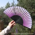Chinese style folding fan with purple gradient butterfly print and silk tassel pendant - Purple & White Gradient Butterfly Style (Smile Fan 04)