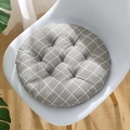 Round grey and white checkered cotton linen seat cushion with 5-point quilted design - Light-colored Checkered Pattern (circles) / 30x30 (anti-slip Cotton And Linen) 4-needle Kindergarten Use