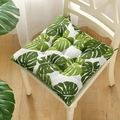 Square chair cushion with green monstera leaf print and secure back ties for dining chairs - Banana Leaf (square) / 30x30 (anti-slip Cotton And Linen) 4-needle Kindergarten Use