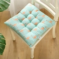Square light green seat cushion with orange flamingo prints and quilted tie-on straps - Flamingo Blue (square) / 30x30 (anti-slip Cotton And Linen) 4-needle Kindergarten Use