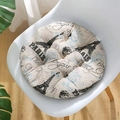 Round beige chair cushion with Paris Eiffel Tower print and durable linen texture - The Eiffel Tower (circular) / 30x30 (anti-slip Cotton And Linen) 4-needle Kindergarten Use