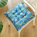 Square thickened blue dining chair cushion with yellow deer pattern and secure ties - Blue Deer (square Shape) / 30x30 (anti-slip Cotton And Linen) 4-needle Kindergarten Use