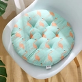 Mint green round cotton seat cushion featuring a pink flamingo pattern for dining chairs - Flamingo Blue (round) / 30x30 (anti-slip Cotton And Linen) 4-needle Kindergarten Use