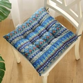 Square bohemian cushion with blue geometric patterns and white ties for dining chairs - Blue People (square) / 30x30 (anti-slip Cotton And Linen) 4-needle Kindergarten Use