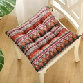 Thick square bohemian seat cushion with colorful geometric patterns and tie-on straps - Red People (square) / 30x30 (anti-slip Cotton And Linen) 4-needle Kindergarten Use
