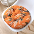 Orange floral round chair cushion with white blossoms and soft quilted padding - Wheat Ears Are Yellow (round) / 30x30 (anti-slip Cotton And Linen) 4-needle Kindergarten Use