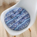 Thick round bohemian chair cushion with geometric pattern on a white chair - Bohemian Blue (round) / 30x30 (anti-slip Cotton And Linen) 4-needle Kindergarten Use