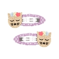 Cute kids' BB hair clips featuring golden glitter cats with colorful floral accents - Kitty (MC022) / One Pair