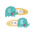 Pair of children's blue glitter elephant BB hair clips with yellow ribbon wrapped base - Elephant (MC024) / One Pair