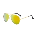 Gafas de sol aviador clásicas con montura de metal dorado y lentes de espejo amarillas - Montura Dorada Lente Espejo Roja
