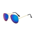 Classic aviator sunglasses with gold metal frame and blue mirrored lenses for UV400 protection - Gold Frame Green Mirror Lens
