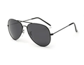 Classic pilot sunglasses featuring a black metal frame and dark grey polarized lenses - Black Frame Grey Lens