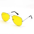 Classic aviator sunglasses featuring bright yellow lenses and a slim silver metal frame - Silver Frame Yellow Lens