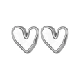 Minimalist silver heart stud earrings with white shell inlay for women in 18K gold plating - Irregular Heart (1 Piece Only) (843-01)