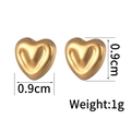Detailed size view of golden matte heart earrings measuring 0.9cm x 0.9cm and weighing 1g - Heart Matte Style (CXE838-A) / Gold