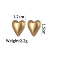 Irregular heart shell stud earrings in 18K gold plated steel with 1.2cm x 1.5cm size - Heart Mirror Style (CXE838-B) / Gold