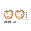 Detailed close-up of 18K gold butterfly heart studs with shell inlay, size 1.4cm - Heart Butterfly Inlay Style (839-02) / Gold