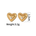 Detail of gold heart earrings with sunburst pattern, 1.2cm size and 3.2g weight - Sunburst Heart Rhinestone Style (842-02) / Gold