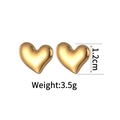 Detail view of 1.2cm gold heart earrings showing 3.5g weight and polished finish - Full 3D Heart Style (840-02)