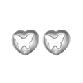Silver butterfly heart studs in polished finish with minimalist aesthetic for women - Heart Butterfly Inlay Style (839-01)