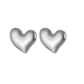 Minimalist 18K gold plated stainless steel heart stud earrings in polished silver finish - Full 3D Heart Style (840-01)
