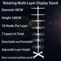 7-tier white rotating metal display stand for jewelry with hooks and 160cm height - 7-Tier Bold Rotating Rack - White (160cm)