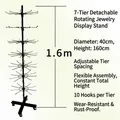 7-tier rotating black metal keychain display stand with 70 hooks and 160cm height - 7-Tier Bold Rotating Rack - Black (160cm)