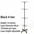 4-tier black rotating display rack with wheels, 1.6m tall with adjustable height tiers - 4-Tier Bold Rotating Rack - Black (160cm)