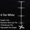White 4-tier rotating metal display stand with 40 hooks and adjustable height - 4-Tier Bold Rotating Rack - White (160cm)