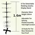 6-tier black rotating metal jewelry display stand with wheels, 160cm height - 6-Tier Bold Rotating Rack - Black (160cm)