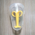 Infant yellow banana silicone teether toothbrush with a clear portable storage case - Banana Style (with Waterdrop Case)