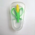 Yellow corn-shaped silicone baby teether with handles and transparent storage case - Corn Style (with Waterdrop Case)
