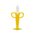 Baby banana silicone teether toy with easy-grip handles and soft white bristles - Banana Style (Yellow)