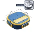 Blue and yellow square lunch box with 304 stainless steel dual-compartment interior - [2-Grid] Blue Single Box