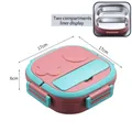 Pink and blue portable bento box with 2 compartments and 304 stainless steel interior - [2-Grid] Pink Single Box