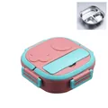 Pink and blue square portable lunch box with a three-compartment stainless steel tray - [3-Grid] Pink Single Box
