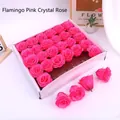 Deep pink glitter faux rose flower heads in a 24-piece rectangular gift box set - Flamingo Pink