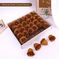 Antique gold artificial crystal roses with glittering powder finish for DIY gift boxes - Bronze Gold